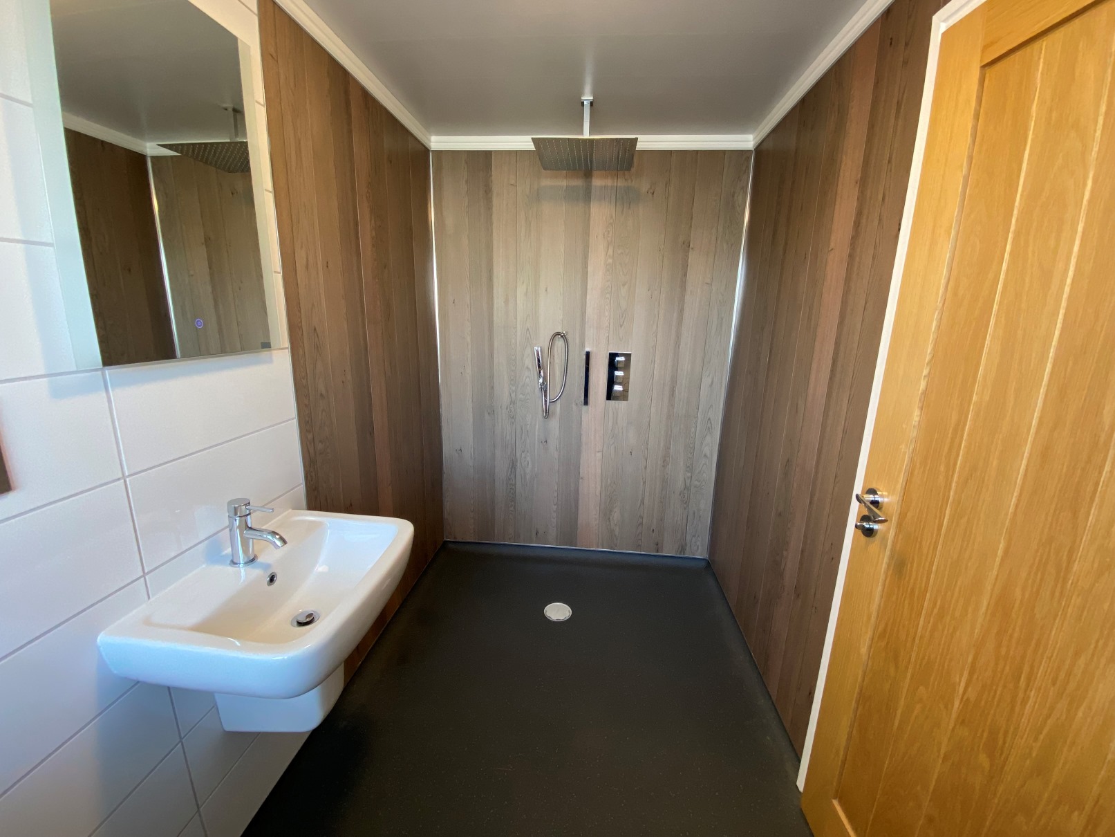 Wheelchair accessible wet room in Poplar Lodge - Florence Springs Luxury Lodges, Tenby, Pembrokeshire, South West Wales