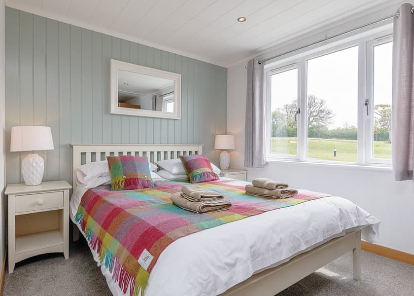 Willow Lodge double bedroom - Florence Springs Luxury Lodges with hot tubs, Tenby, Pembrokeshire, South West Wales