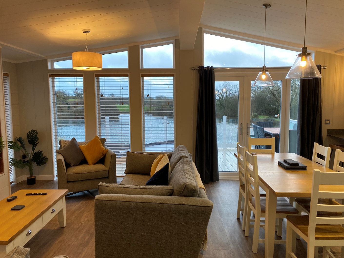 Snowdrop Lodge living area - Florence Springs Luxury Lodges with hot tubs, Tenby, Pembrokeshire, South West Wales