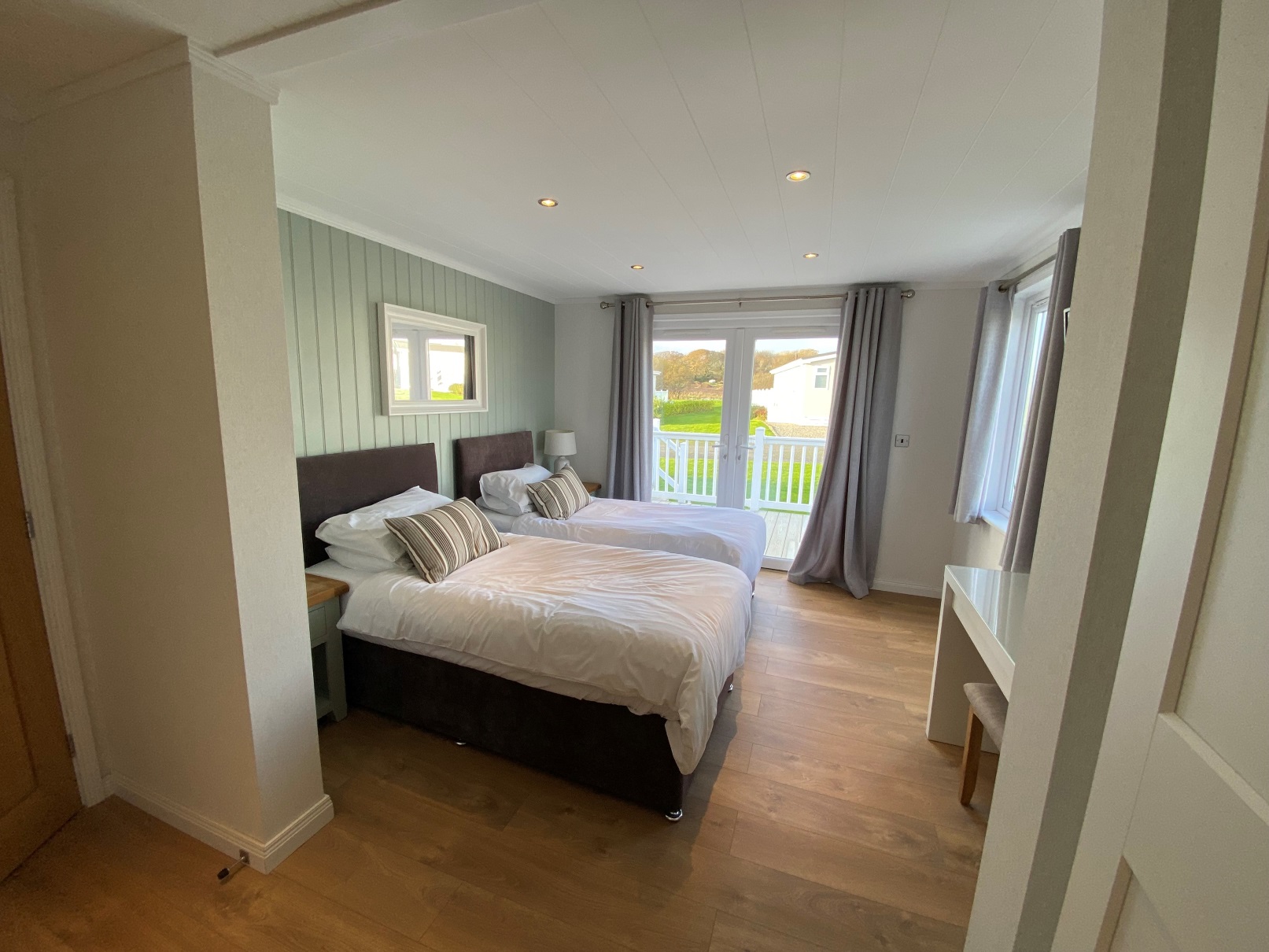Poplar Lodge twin bedroom - Florence Springs Luxury Lodges, Tenby, Pembrokeshire, South West Wales
