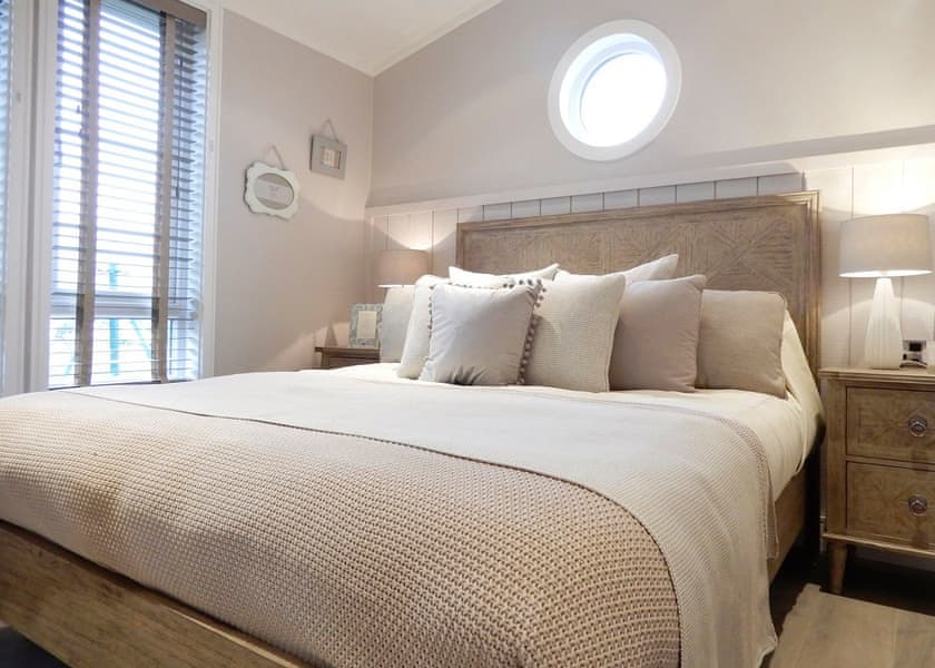 Camellia Lodge double bedroom - Florence Springs Luxury Lodge breaks, Tenby, Pembrokeshire, South West Wales