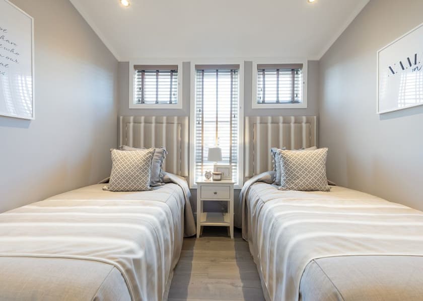 Camellia Lodge twin bedroom - Florence Springs Luxury Lodge breaks, Tenby, Pembrokeshire, South West Wales