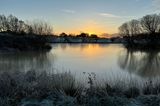 Winter sunrise at Florence Springs Luxury Lodges, Tenby, Pembrokeshire, South West Wales