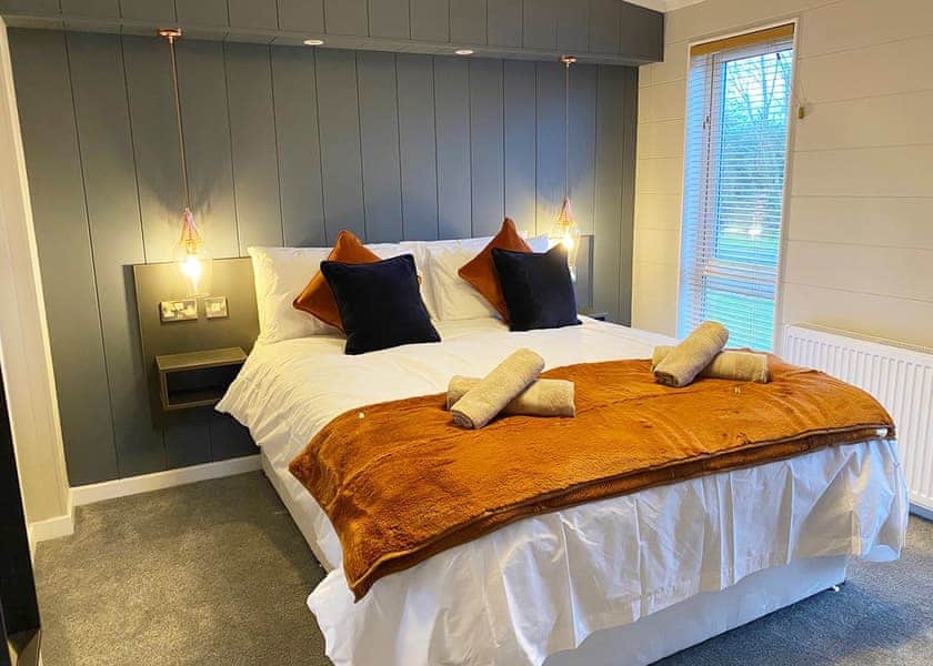 Honeysuckle Lodge double bedroom - Florence Springs Luxury Lodge holidays with hot tubs, Tenby, Pembrokeshire, South West Wales